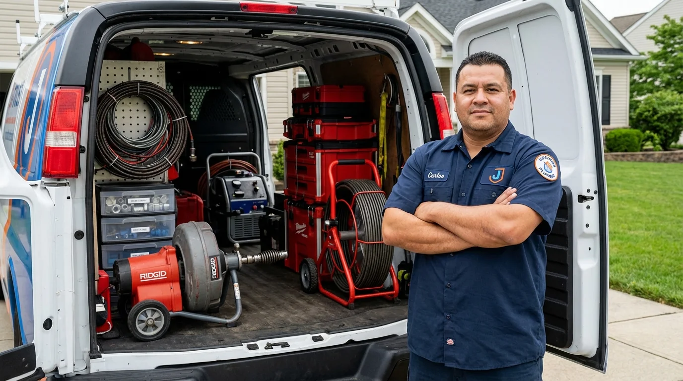 Professional drain cleaning equipment and Johns Plumbing LLC plumber in Scotland Neck