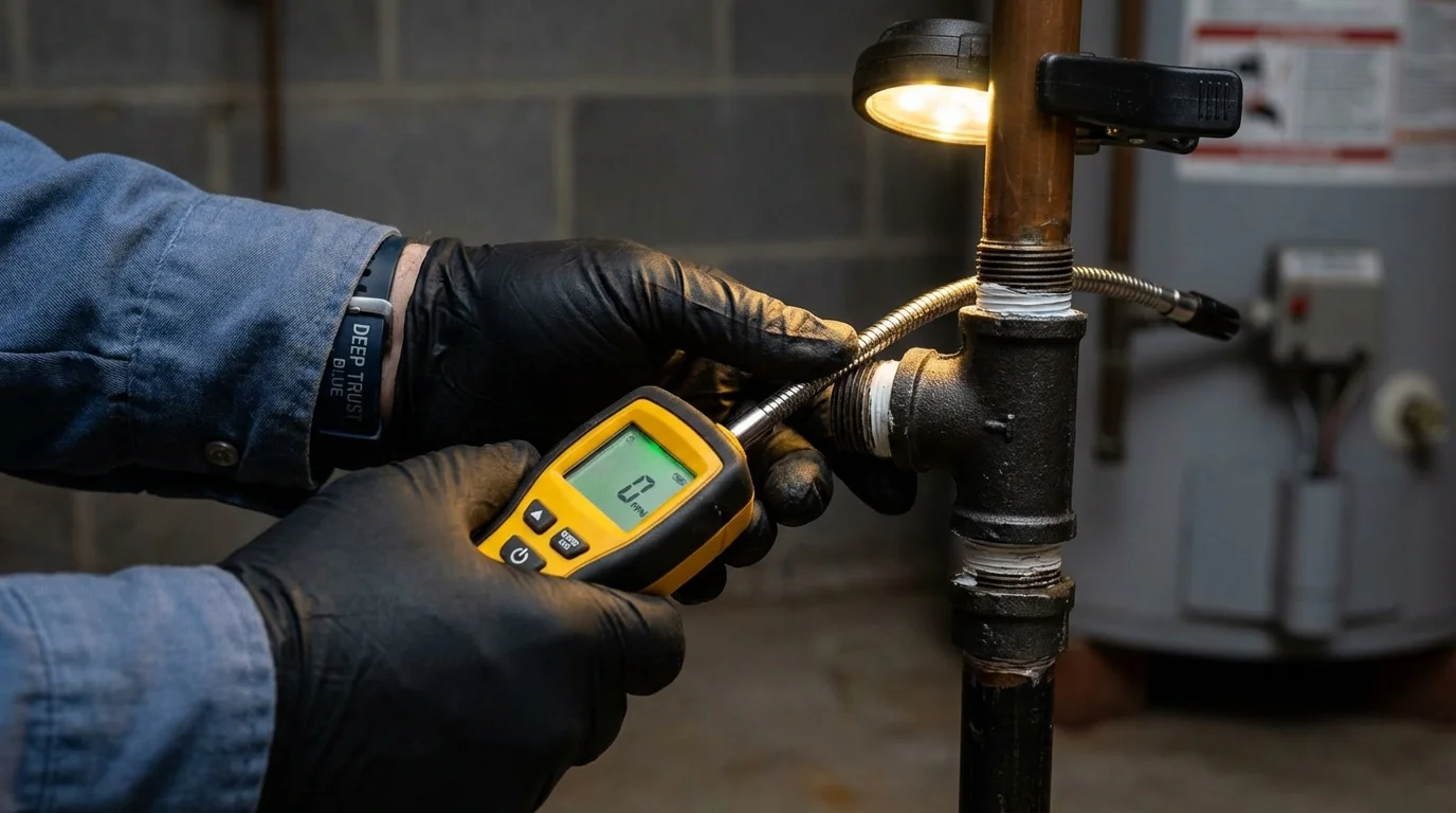 Gas leak detection with electronic sniffer by Johns Plumbing LLC in Scotland Neck